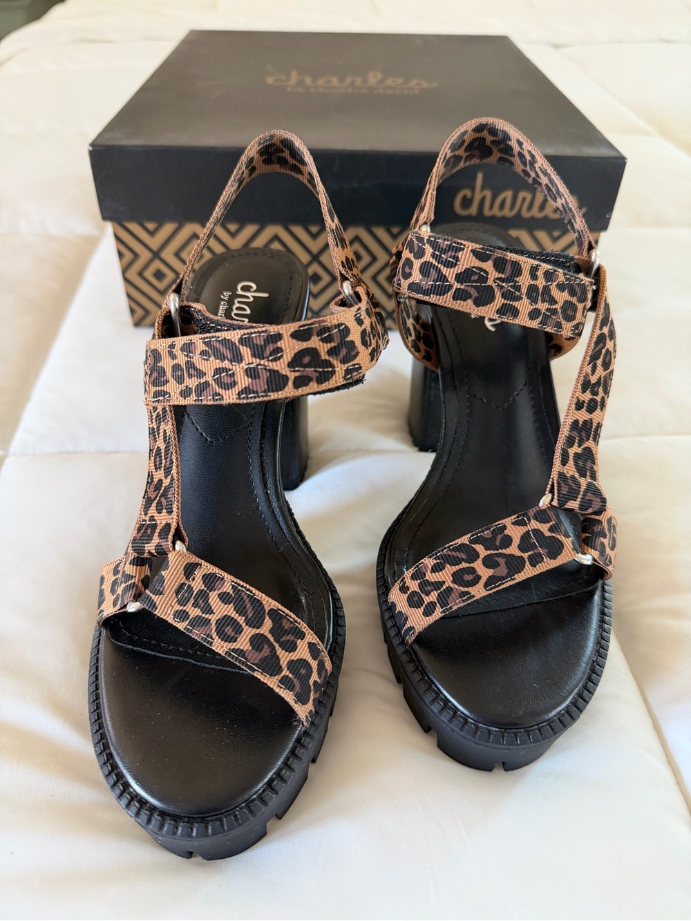 Charles by Charles David Vast Lug Sport Leopard Print Platform Sandals